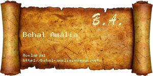 Behal Amália névjegykártya